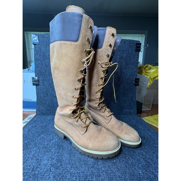 Timberland Shoes - Timberland Womens 14 Inch Premium Tall Lace Up Boots Wheat Leather Brown 14"